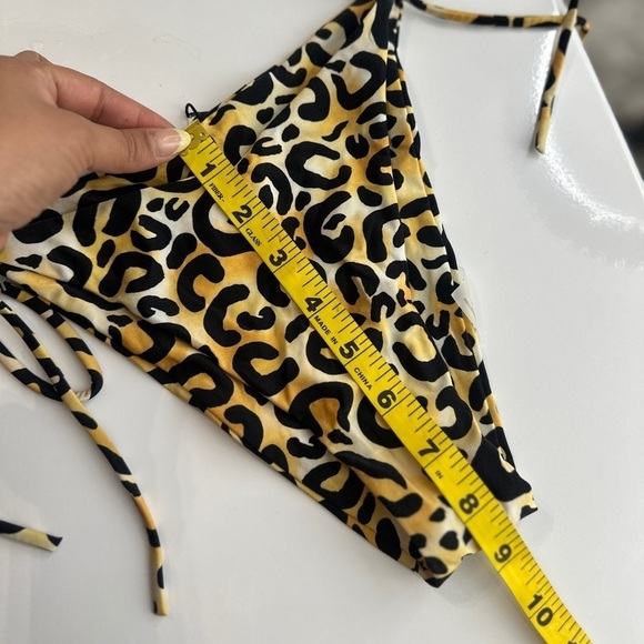NWT Bond-Eye Golden Leopard Print Cheeky Tie Side Bikini Bottom Sz M - Picture 8 of 9
